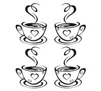 2 paia di adesivi da parete per tazze da caffè, autoadesivi per cucina, ristorante, bar, arte e decorazione