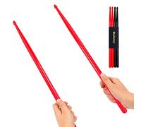 2 paia di bacchette per batteria in plastica resistente 5A (nero e rosso)