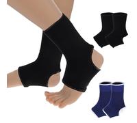 2 paia di bende per caviglia per bambini, traspiranti, elastiche, per caviglie, per sport, per proteggere la caviglia, per ragazzi e bambine da 6 a 14 (nero e blu)