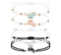 2 Paia Di Braccialetti A Farfalla Intrecciati, Braccialetti Dell'Amicizia, Set Di Braccialetti, Braccialetti Per Coppie, Braccialetti D'Amore Per Coppie, Braccialetti Personalizzati Per Coppie