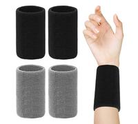 2 paia di braccialetti sportivi, fasce per il sudore, per il polso, per il polso, per il sudore, per il polso, per il polso (nero, grigio freddo).