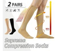 2 Paia di Calze a Compressione con Cerniera per Uomo & Donna - Calze di Supporto per Polpaccio & Ginocchio, Calze Alte al Ginocchio con Cerniera Laterale, Comode & Traspiranti, Adatte per lo Sport S/M