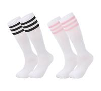 2 Paia Di Calzini A Vite A Strisce, Classiche E Alla Moda, Semplice Tubo Lungo Per Donne, Morbido, Confortevole E Traspirante, Calzini Sportivi Di Abbigliamento.