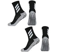 2 paia di calzini da calcio, calzini sportivi traspiranti, antiscivolo, a tre strisce, calzini sportivi, calzini da allenamento, calzini adesivi per adulti, adatti per calcio, basket e rugby, ecc.