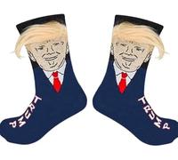 2 paia di calzini divertenti unisex, calzini Trump, capelli, calzini per vestito, calze da donna e uomo, calze e calze regalo di Babbo Natale segreto, Nero , Taglia unica