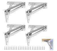 2 paia di cerniere da tavolo pieghevoli a 80° per lembi, cerniere a molla, portata 4 kg, con 24 viti, cerniere per ante dell'armadio