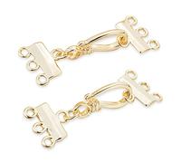 2 paia di chiusure a scorrimento per collana multifilo in ottone dorato, adatte come distanziatori e connettori, ideali per gioielli a 3 fili, per bracciali e collane fai da te (2 paia)