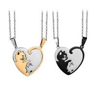 2 paia di collane commemorative dell'amicizia; collane d'amore, collane abbinate, adatte per compleanni, balli, cene, ecc., Ottone