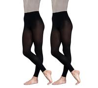 2 paia di collant senza piedi per danza classica, 60 denari, confezione multipla per ragazze, bambini, bambini piccoli, adulti e donne, in nero, color carne, color carne chiaro e rosa, Nero , M