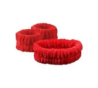 2 paia di elastici per capelli in pile vellutato, impermeabili, per lavare il viso, assorbenti, accessori per capelli (rosso)