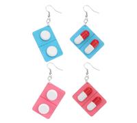 2 paia di gioielli per orecchio creativi con bordo di medicina in legno Dangler
