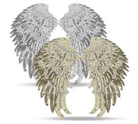 2 paia di grandi ali d'angelo con paillettes, ferro decorativo su appliques per abbigliamento giacche jeans gonna abito accessorio fai da te