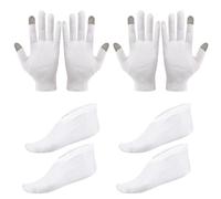 2 Paia Di Guanti, 2 Paia Di Calzini, Guanti E Calzini In Cotone Bianco, Guanti Touch Screen, Protezione Mani E Piedi, Unisex, Guanti Idratanti