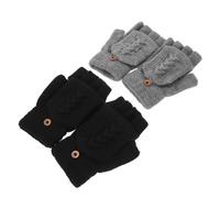 2 paia di guanti a manopola convertibili: caldi guanti senza dita - guanti