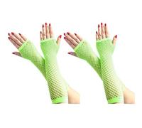 2 paia di guanti a rete da donna, guanto lungo senza dita in rete, guanti elastici per il vestito, accessori per costumi da ballo e festa (Verde)
