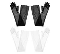 2 paia di guanti a rete, vintage da donna, guanti da opera sexy, trasparenti, per balli, matrimoni, cosplay