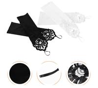 2 paia di guanti da sposa in raso senza dita: maniche da sposa con paillettes -