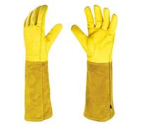 2 paia di guanti lunghi in pelle per il giardino con avambraccio in tessuto floreale per uomo e donna (XL)