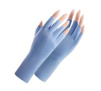 2 paia di guanti mezze dita senza da donna multicolori(Blue)