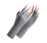 2 paia di guanti mezze dita senza da donna multicolori(Gray)
