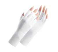 2 paia di guanti mezze dita senza da donna multicolori(White)