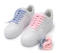 2 paia di lacci morbidi in pelo, 100 cm, colore: rosa e blu, per scarpe da ginnastica, Air Force 1, Campus, Nike Dunk, Vans - Lacci spessi in morbida ciniglia per personalizzare scarpe da ginnastica e