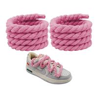 2 Paia di Lacci Spessi per Corda di Cotone a Tre Cavi, Intrecciati per Scarpe Fai Da Te, Sneaker, Rotondi 8 mm, Colore: Rosa