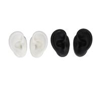 2 paia di modelli di orecchio in silicone 3D morbidi e flessibili per l'orecchio sinistro destro simulato modello falso strumento di pratica per insegnare l'esposizione di gioielli (In bianco e nero)
