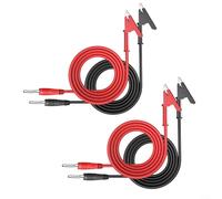 2 paia di morsetti a coccodrillo per cavi di prova a banana da 4 mm, utili per elettronica e test della batteria