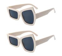 2 paia di occhiali da sole da donna, occhiali da sole dalla forma irregolare, divertenti e decorativi, comodi occhiali da sole asimmetrici per uomini e donne, Beige Telaio Grigio Pezzo, vedi