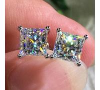 2 paia di orecchini a bottone quadrati in zirconia, placcati argento, semplici accessori, regali di gioielleria per ragazze, ragazzi, figlia, fidanzata, amici, ideali per il ritorno a scuola ArgentoZi