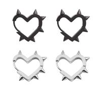 2 Paia di Orecchini A Forma di Cuore, Orecchini Stile Punk, Orecchini Moda, Orecchini Stile Gotico, Accessori di Abbigliamento
