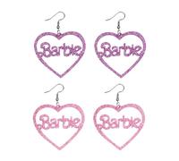 2 paia di orecchini a forma di cuore rosa, orecchini a forma di cuore, ideali come regalo di Natale, 6,5 * 4,8 cm, No