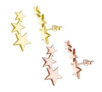 2 paia di orecchini a forma di stella con 1 scatola per gioielli, eleganti orecchini da donna e ragazza, con nappa, orecchini a forma di stella, adatti per compleanni, appuntamenti (oro, oro rosa),