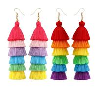 2 paia di orecchini colorati con nappe, orecchini arcobaleno, accessori Pride per le donne, abbigliamento Pride per le donne, accessori per orecchini, accessori Rainbow Pride