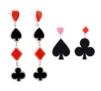2 paia di orecchini con carte da gioco, orecchini da poker, gioielli da poker e picche a cuore, eleganti orecchini personalizzati, orecchini traforati, regali di gioielli per le donne, PU, resina