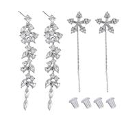 2 paia di orecchini lunghi con strass, orecchini da donna, orecchini pendenti, orecchini lunghi pendenti, orecchini glitter, orecchini pendenti in argento, orecchini pendenti scintillanti