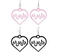 2 paia di orecchini pendenti a forma di fiamma a forma di cuore di amore vuoto in acrilico Temperamento di orecchini da donna semplici regaloÈ bello e facile da usare.