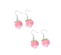 2 paia di orecchini pendenti in argento a forma di amo da pesce, in plastica rosa traslucida, a forma di pesca, graziosi gioielli estivi da donna