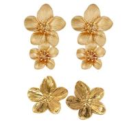 2 paia di orecchini petalo, orecchini floreali, orecchini pendenti in oro, orecchini floreali con nappe, orecchini per donne, grandi orecchini pendenti, orecchini floreali bohémien