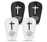 2 Paia di Parastinchi da Calcio, 10x6cm Mini Croce Parastinchi con Versetto della Bibbia Equipaggiamento Protettivo Sportiva per Uomini Donne e Giovani(Nero e Bianco)