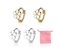 2 paia di piccoli orecchini a fiori, 1 sacchetto di gioielli, orecchini a fiori, orecchini da donna, orecchini a margherita, orecchini dolci, orecchini a cerchio, orecchini gioielli