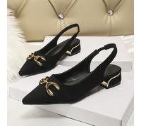 2 paia di scarpe mule da donna con punta affusolata, decorazione con bottoni e tacco largo per l'autunno 2025 CN36,CN37,CN38,CN39,CN40,CN41,CN42,CN43Colore unico