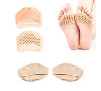 2 paia di solette per alleviare il dolore ai piedi, con cuscinetti per avampiede, possono essere utilizzati per alluce valgo (1 cotone, 1 silicone)