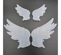 2 paia di stampi in silicone per resina epossidica a forma di ali d'angelo sinistra e destra, 1 paio grande da 8,9 x 4,6 cm e 1 paio piccolo da 5,6 x 2,8 cm