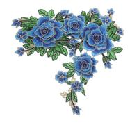 2 paia di toppe ricamate a forma di fiore da cucire - Appliques ricamate a