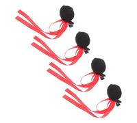 2 Paia Fermaglio per Chioma con Pon Pon e Nastro Nero per Ragazze | Set da Due Pezzi, Finitura alla Moda, Adatto a Matrimoni e Feste, Accessorio Leggero per Acconciature
