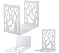 2 Paia Fermalibri per Mensole, MSDADA Reggi Libri per Libreria, Porta Libri in Metallo, Ferma Libri da Scaffale, Ufficio in Reggilibri, Fermalibri Design per Casa, Biblioteca, Scuola(Bianco)