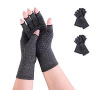 2 Paia Guanti Artrite Senza Dita Artrosi Reumatoide Guanti Compressione Gaming Terapia Mani Sindrome Raynaud Guanti per Computer Scaldamani Antiartrite (M, Grau)