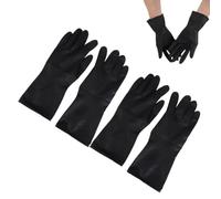 2 Paia Guanti per Tintura Chioma Antiscivolo Impermeabili Taglia M | Gomma e Plastica Nera, Riutilizzabili e Lavabili, per Mani Protette Durante Casa e Preparazione Cibo